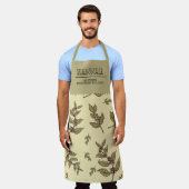 Monogram elegante retro Beige achtergrond Planten Schort (Gedragen)