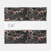 Monogram Elegante Roze Goud Zwarte Marmer Fleece Deken (Voorkant (Horizontaal))