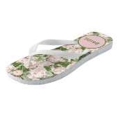 Monogram Elegante Roze Groene Bloem Bruid Teenslippers (Schuin)