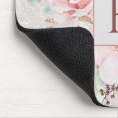 Monogram Elegante Roze Pioen Bloem Marmer Muismat (Hoek)