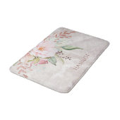 Monogram Elegante Roze Roos en Pioen Bloemen Badmat (Gekanteld)