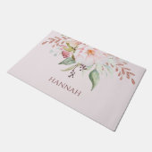 Monogram Elegante Roze Roos en Pioen Bloemen Deurmat (Schuin)
