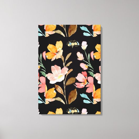 Monogram Elegante Roze Waterverf Canvas Afdruk (Voorkant)