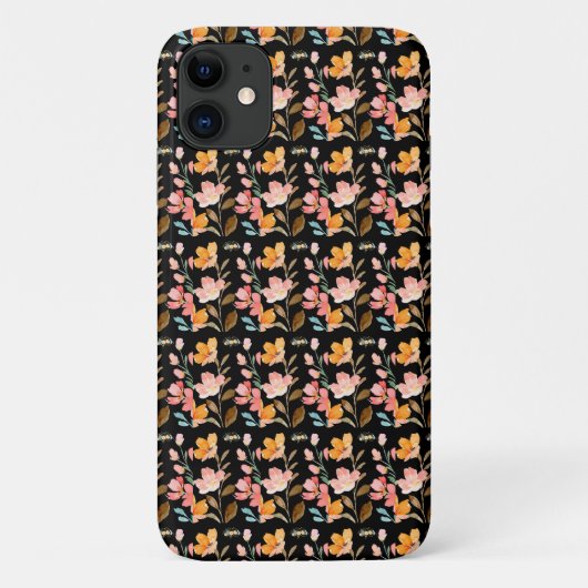 Monogram Elegante Roze Waterverf Case-Mate iPhone Case (Achterkant)