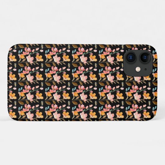 Monogram Elegante Roze Waterverf Case-Mate iPhone Case (Achterkant (horizontaal))
