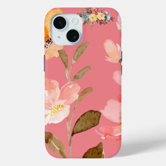 Monogram Elegante Roze Waterverf Case-Mate iPhone Case (Achterkant)