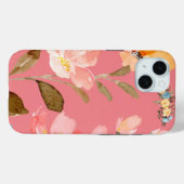 Monogram Elegante Roze Waterverf Case-Mate iPhone Case (Achterkant (horizontaal))