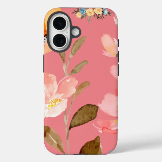 Monogram Elegante Roze Waterverf Case-Mate iPhone Case (Achterkant)