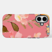 Monogram Elegante Roze Waterverf Case-Mate iPhone Case (Achterkant (horizontaal))