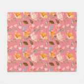 Monogram Elegante Roze Waterverf Fleece Deken (Voorkant (Horizontaal))