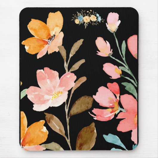 Monogram Elegante Roze Waterverf Muismat (Voorkant)