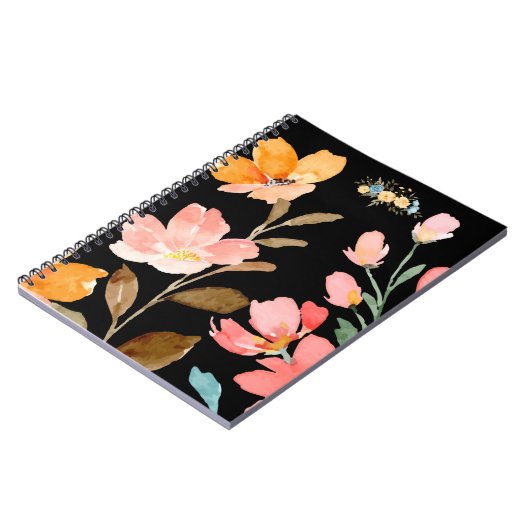 Monogram Elegante Roze Waterverf Notitieboek (Linkerzijde)