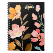 Monogram Elegante Roze Waterverf Notitieboek (Voorkant)