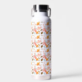 Monogram Elegante Roze Waterverf Waterfles (Voorkant)