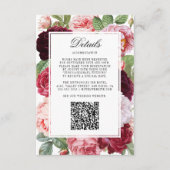 Monogram Elegante Rozen Bruiloft Details QR Code Informatiekaartje (Voorkant)
