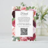 Monogram Elegante Rozen Bruiloft Details QR Code Informatiekaartje (Staand voorkant)