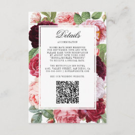 Monogram Elegante Rozen Bruiloft Details QR Code Informatiekaartje