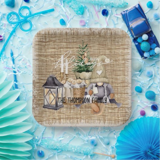 Monogram Elegante rustieke waterverf Vakantie fees Papieren Bordje (Feest)