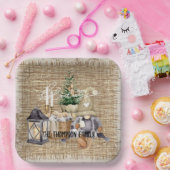 Monogram Elegante rustieke waterverf Vakantie fees Papieren Bordje (Feest)