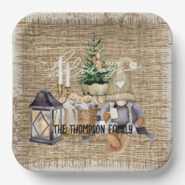 Monogram Elegante rustieke waterverf Vakantie fees Papieren Bordje