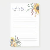 Monogram Elegante Rustieke Zonnebloemen Wiskunde L Post-it® Notes (Voorkant)
