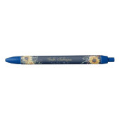 Monogram Elegante Rustieke Zonnebloemen Wiskunde L Zwarte Inkt Pen (Voorkant)