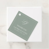 Monogram Elegante Salie Groen Dank u Bruiloft Bedankjes Labels (In situ)