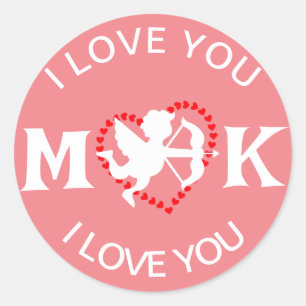 monogram elegante schattige valentijn, zoet voor k ronde sticker