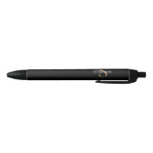 Monogram Elegante Script Naam Zwart Goud  Zwarte Inkt Pen (Bodem)
