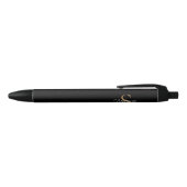 Monogram Elegante Script Naam Zwart Goud  Zwarte Inkt Pen (Bovenkant)