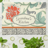 Monogram elegante stijlvolle bloemen Natuurlijk Theedoek (Gevouwen)