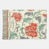 Monogram elegante stijlvolle bloemen Natuurlijk Theedoek (Horizontaal)