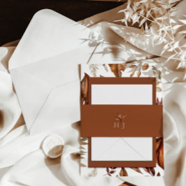 Monogram Elegante Terracotta Bruiloft Uitnodigingen Wikkel