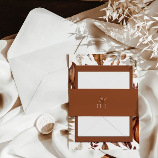 Monogram Elegante Terracotta Bruiloft Uitnodigingen Wikkel