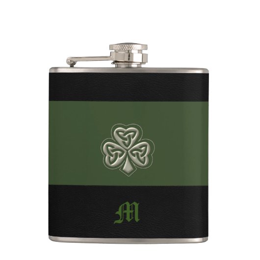 Monogram Elegante trendy gelukkige Ierse shamrock Heupfles (Voorkant)