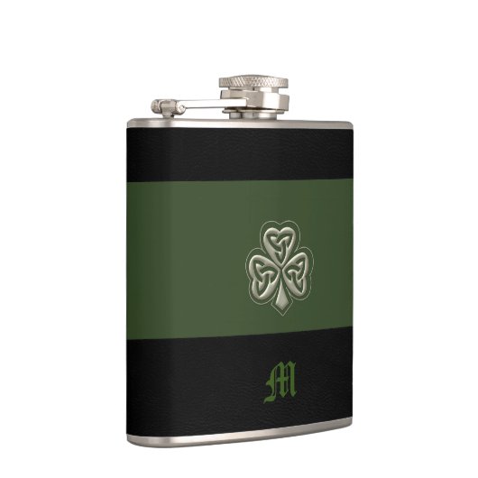 Monogram Elegante trendy gelukkige Ierse shamrock Heupfles (Rechts)