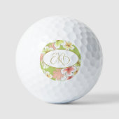 Monogram Elegante Tropische Bloemen Golfballen (Voorkant)