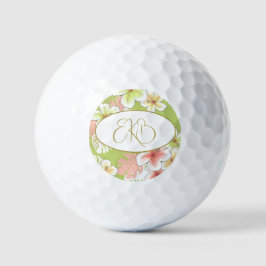 Monogram Elegante Tropische Bloemen Golfballen
