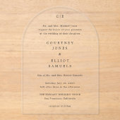 Monogram Elegante Trouw Acryl Uitnodigingen (Voorkant)