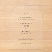 Monogram Elegante Trouw Save the Date Acryl Uitnodigingen (Voorkant)
