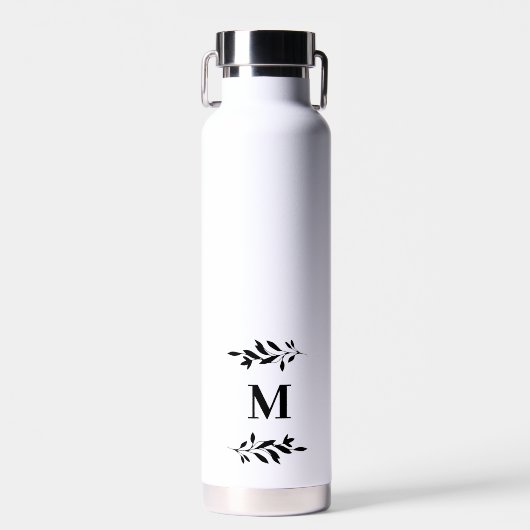 Monogram Elegante Trouw Witte Waterfles Cadeau (Voorkant)