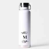 Monogram Elegante Trouw Witte Waterfles Cadeau (Achterkant)
