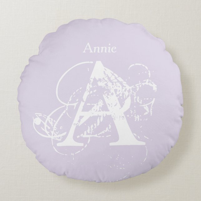 Monogram Elegante Unieke Moderne Sjabloon Rond Kussen (Voorkant)