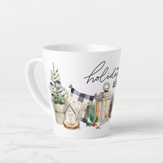 Monogram Elegante waterverf Kalligrafie Vakantie Latte Mok (Linkerhoek)