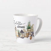 Monogram Elegante waterverf Kalligrafie Vakantie Latte Mok (Rechterhoek)