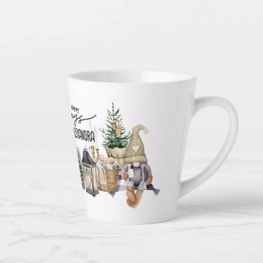 Monogram Elegante waterverf Kalligrafie Vakantie Latte Mok (Rechts)