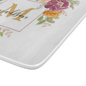 Monogram Elegante Waterverf Roos Bloemige Botanisc Snijplank (Hoek)