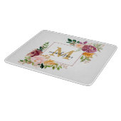 Monogram Elegante Waterverf Roos Bloemige Botanisc Snijplank (Hoek)