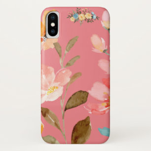 Monogram Elegante Waterverf Roze Appel Case-Mate iPhone Case