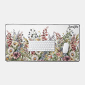 Monogram Elegante waterverf wilde bloem Bureaumat (Keyboard & Muis)